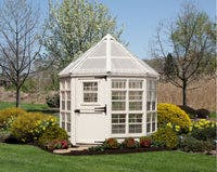 8x8 Octagon Greenhouse with flowers and bushes