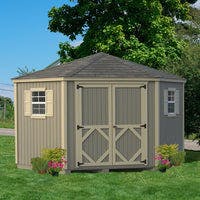 Classic Five Corner Shed on grass